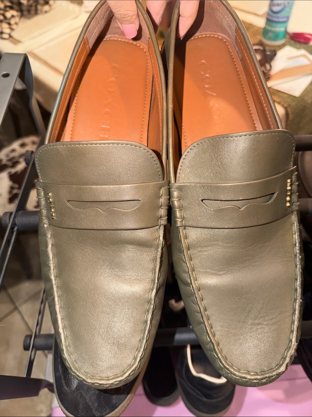 COACH Olive Green Loafers